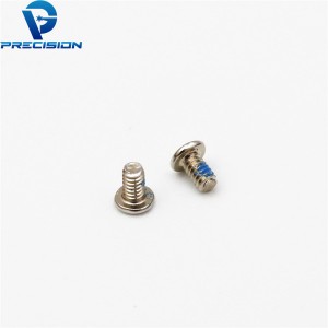 Custom phillips drive nickel plated blue patch precision micro screw