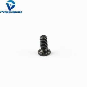 Custom carbon steel hardened thin head black zinc plated screw