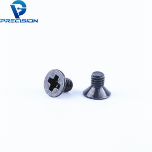 Countersunk head carbon steel phillips drive black zinc plating screw