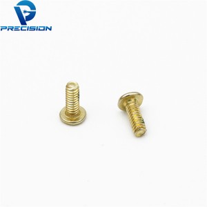 Custom m1.2 thin head yellow zinc plated machine screw