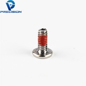 Carbon steel hardened M1.2 M1.4 thin head nickel plated red patch screw