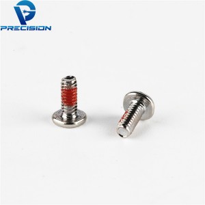 Carbon steel hardened M1.2 M1.4 thin head nickel plated red patch screw