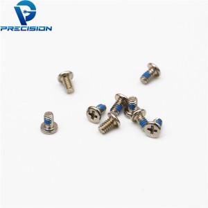 Custom phillips drive nickel plated blue patch precision micro screw