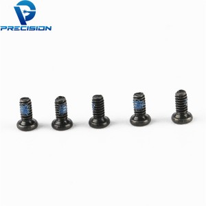 M1.4 carbon steel hardened thin head black zinc plated screw