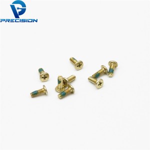 Custom m1.2 thin head yellow zinc plated machine screw