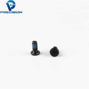 M1.4 carbon steel hardened thin head black zinc plated screw