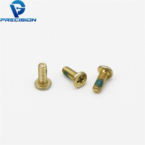 Custom m1.2 thin head yellow zinc plated machine screw