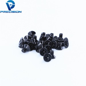 Countersunk head carbon steel phillips drive black zinc plating screw