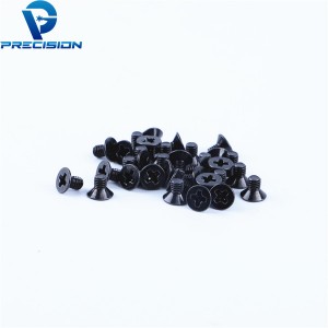 Countersunk head carbon steel phillips drive black zinc plating screw